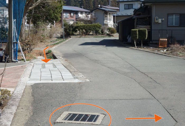 道路を渡って