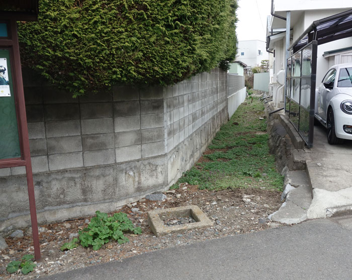 細い道のような空地