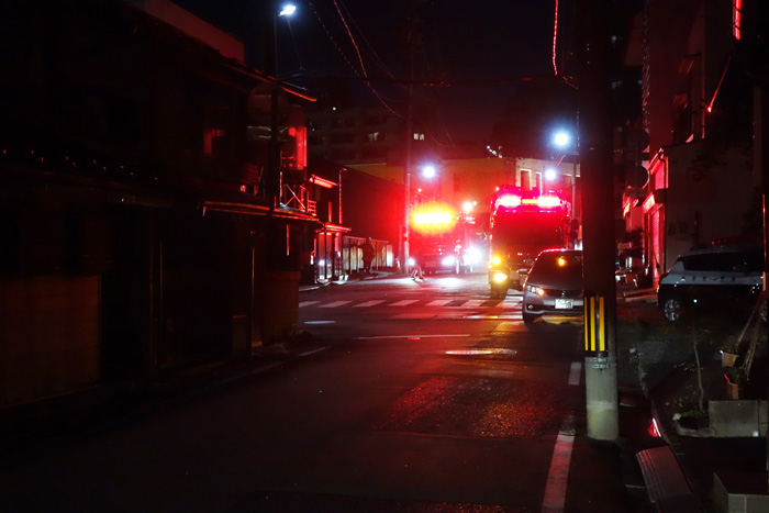 うちの周りに消防車